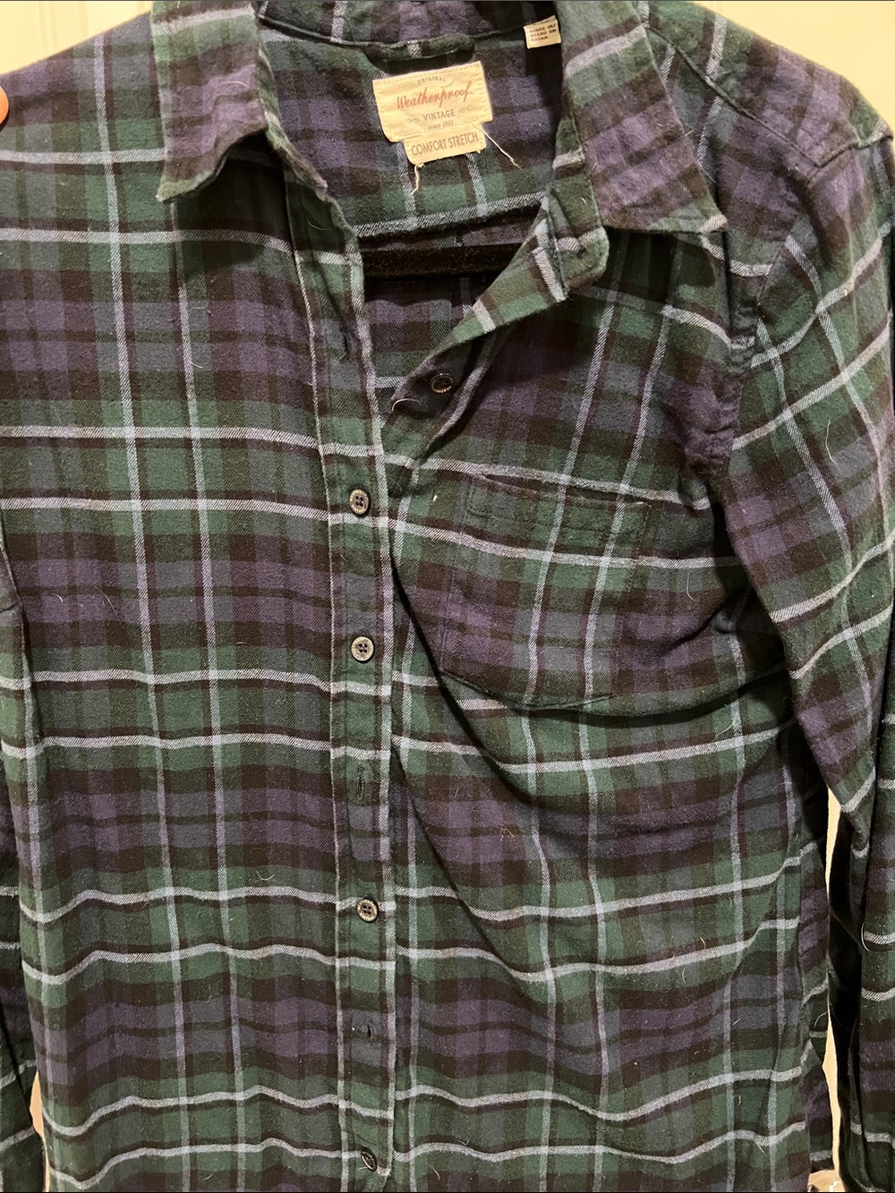 Green & Blue-Purple Plaid Button-Up Flannel Shirt